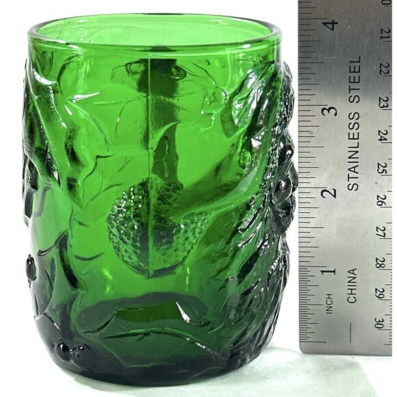 Vintage Emerald Green Santa Face Glass Mugs Set of 2 Christmas 4” - Picture 5 of 9